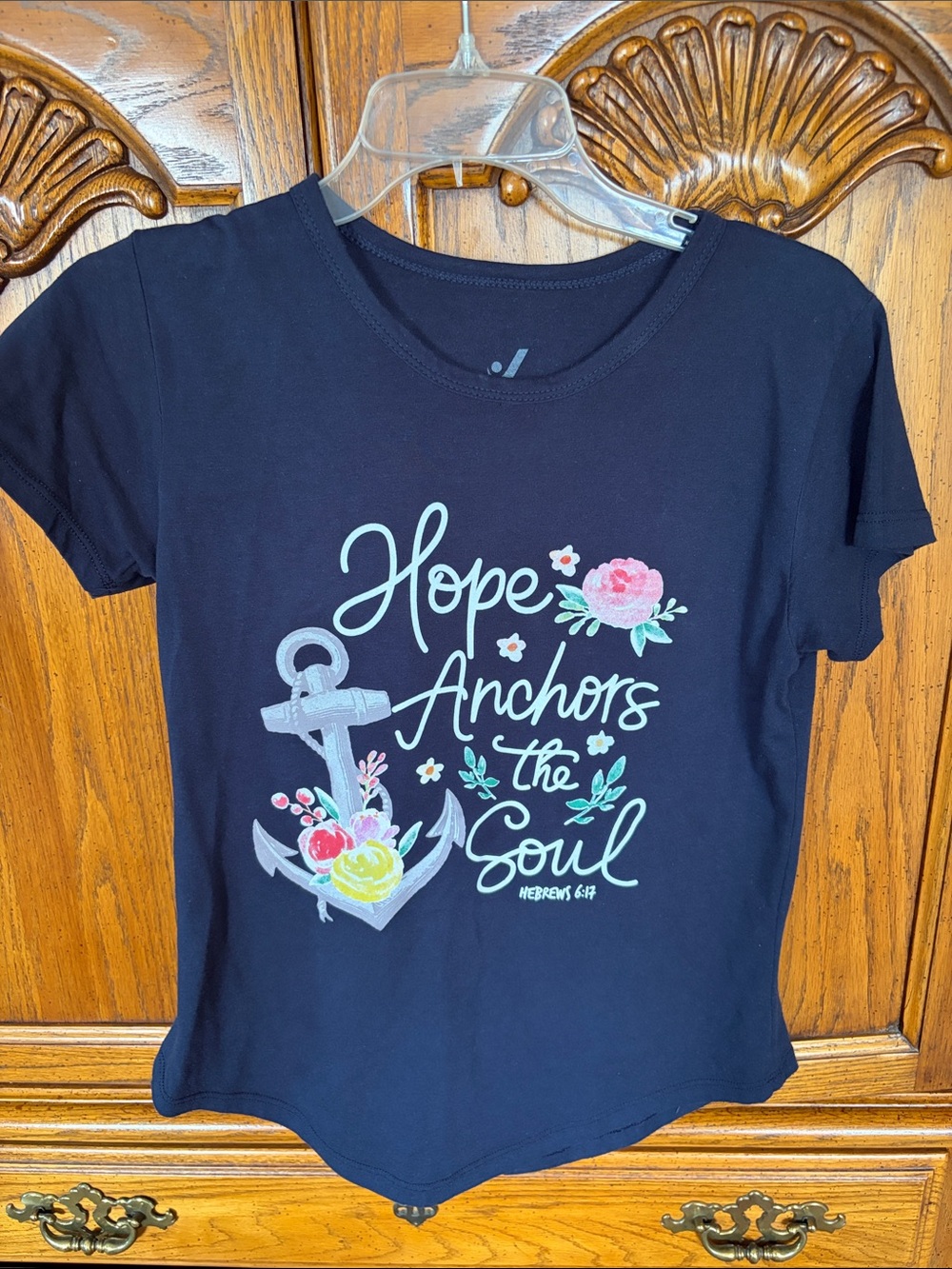 Jantzen Navy Graphic Tee with Floral Anchor